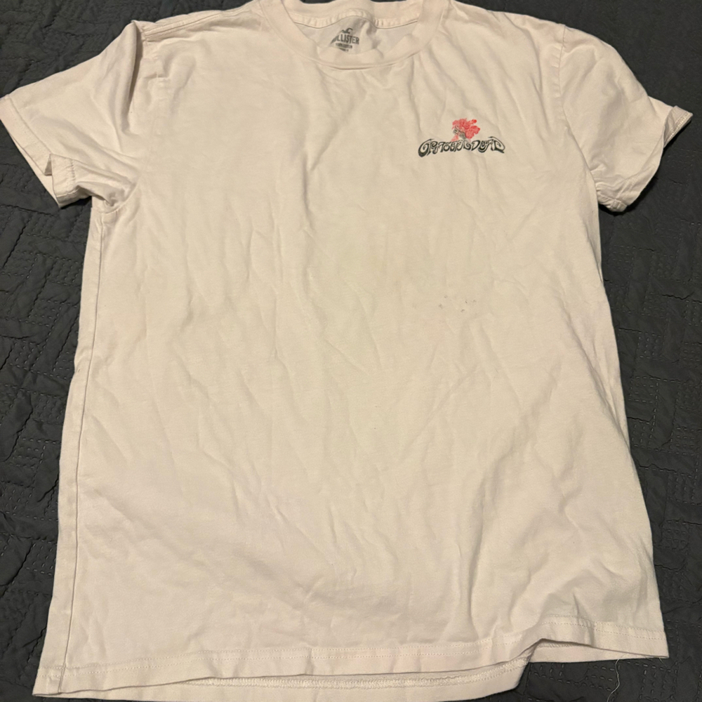 Hollister Womens White Graphic T-Shirt Rose Logo Tee